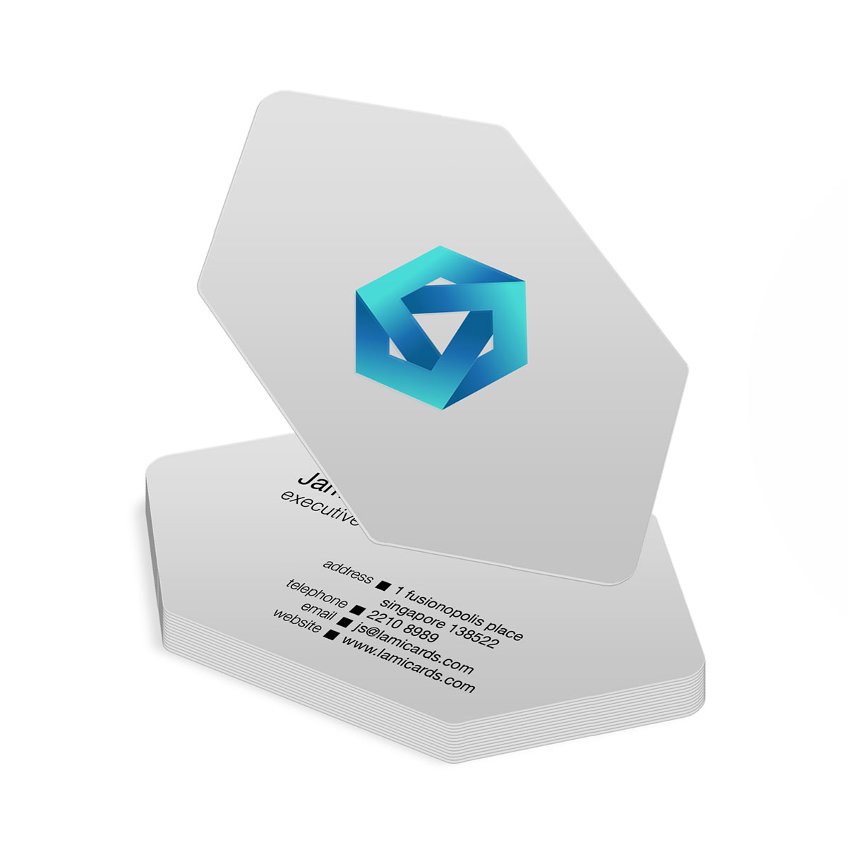 hexagon-shaped-plastic-business-cards